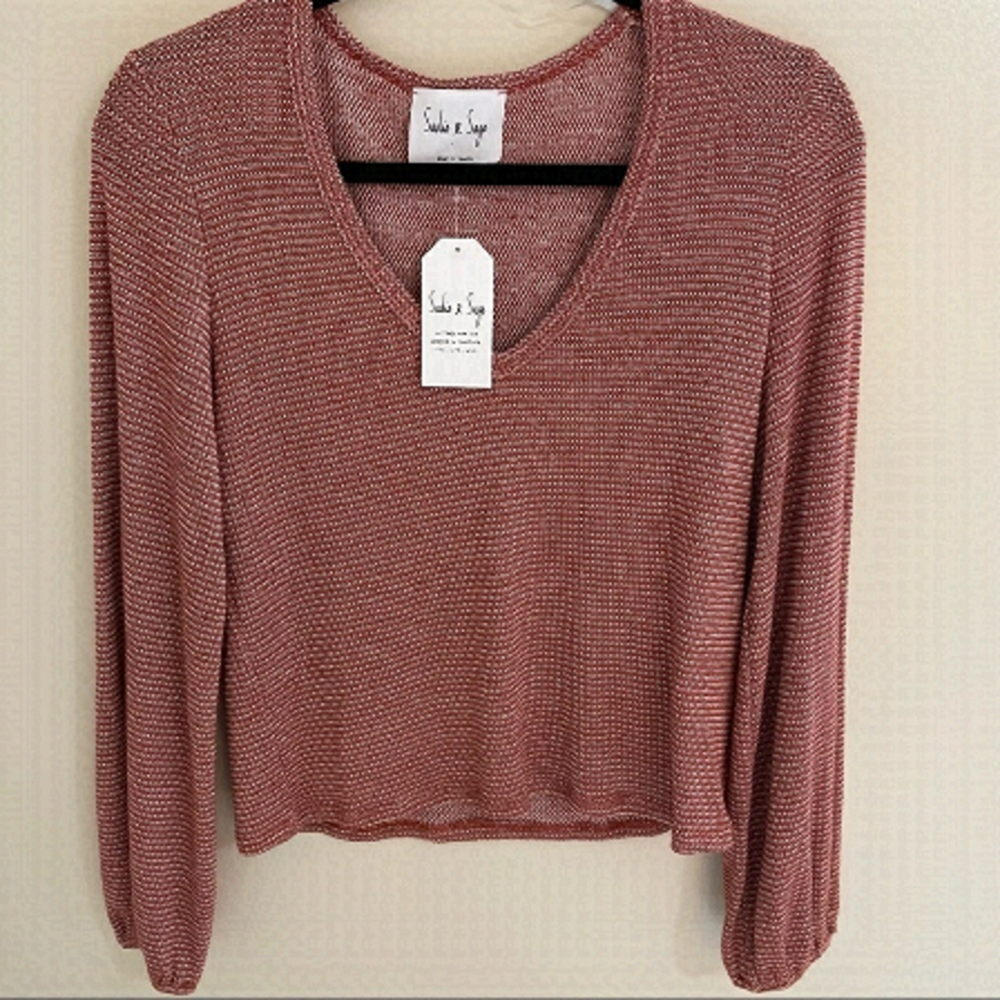 𝅺🎀 Sadie and Sage, rust striped long sleeved top, size S